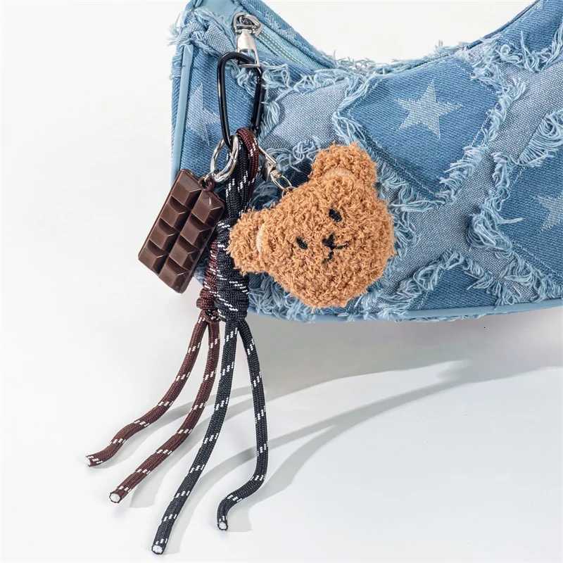 Y2K Braided Rope Bag Pendant High-grade Cute Plush Bear Keychain Pendant Fashion Bag Accessories for Women GirlT251127