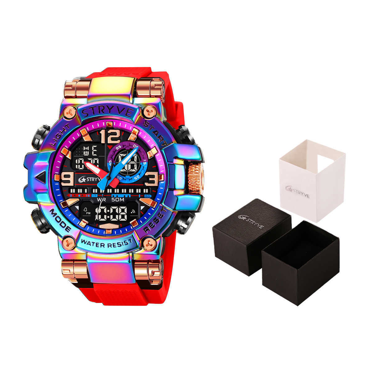 Sporty luminous electronic waterproof wristwatch, multi-functional cool watch for students J251127