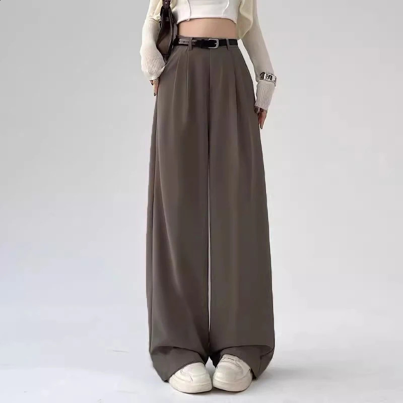 MEXZT Fashion wide leg pants Korean women with pockets black suit summer streetwear high waisted straight pants 250427