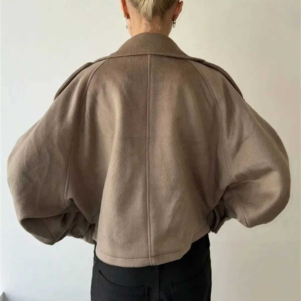 Fashion Stand Neck Loose Jacket Women 2025 Autumn Winter New Casual Coats Lady Long Sleeve Elegant Tops Street Bomber JacketsXJ251127