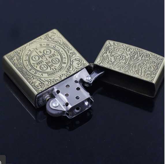 Constantin Engraved Kerosene Lighter, Vintage Oil Lighter, Antique Bronze Wealth Flower Gift C251127