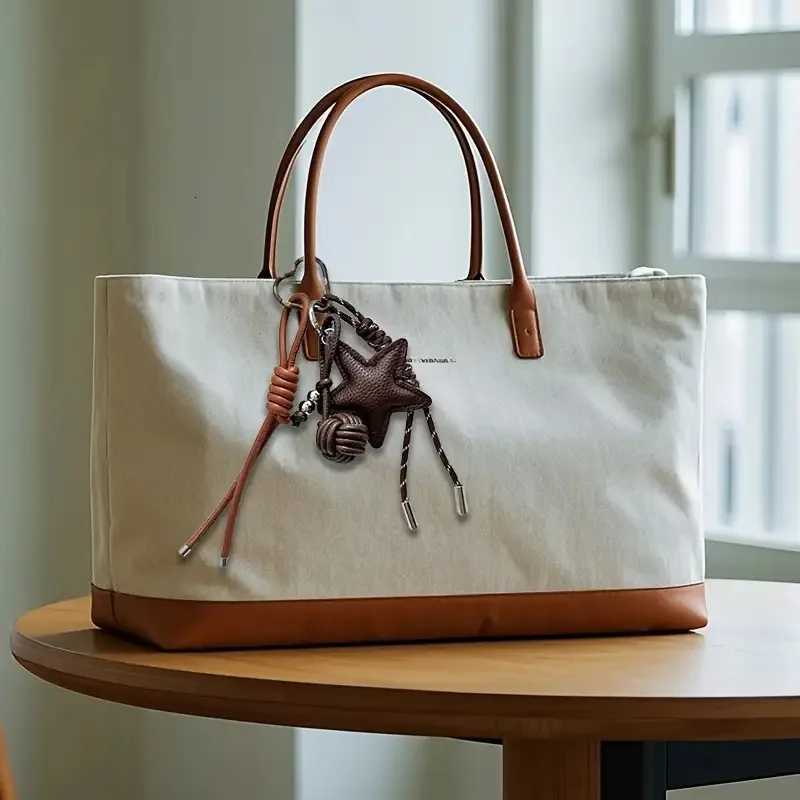 1pc Star Faux Leather Handmade DIY Rope KeychainHigh-End Style Bag Charm with Star Pendant Anti-Loss Faux Leather AccessoryT251127