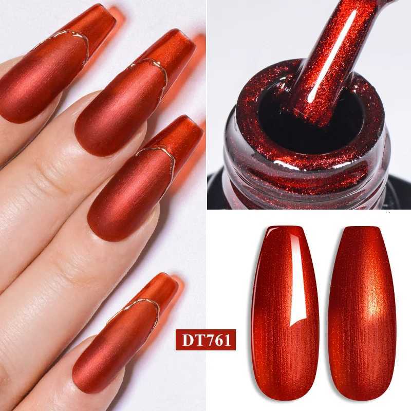 MEET ACROSS 7ml Red Metallic Gel Nail Polish Gold Silver Mirror Nail Art Varnish Glitter Sparkly Semi Permanent Soak Off UV GelT251127