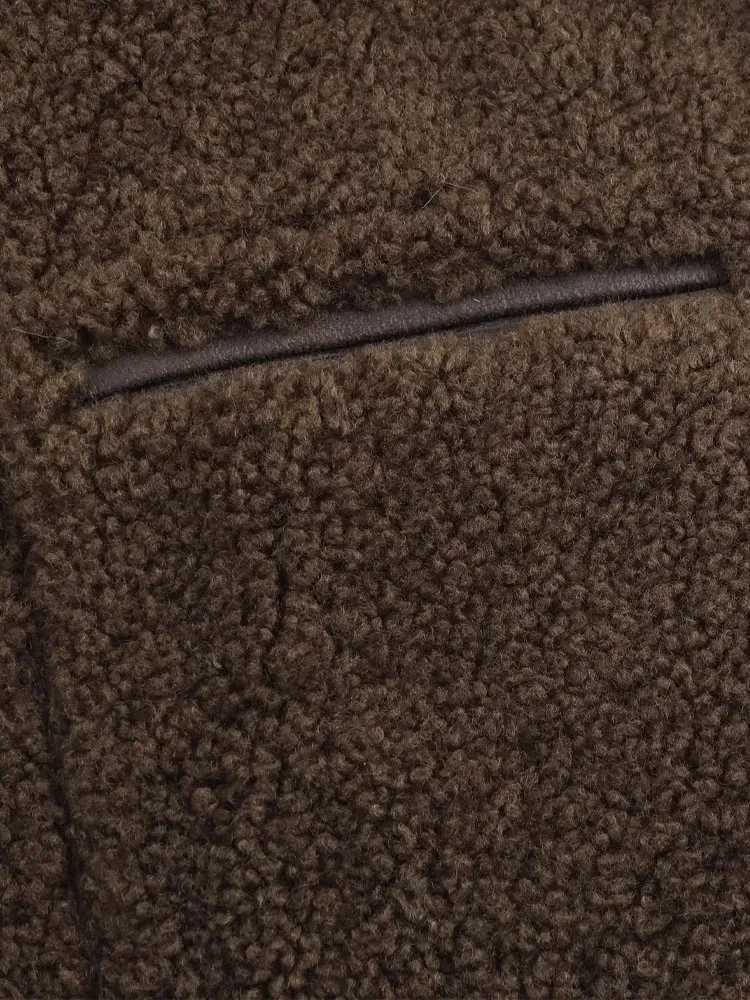 HH Womens New Fashion Winter Jackets Brown Turn-Down Collar Long Sleeve Pocket Single breasted Female Casual Reversible CoatsXJ251127