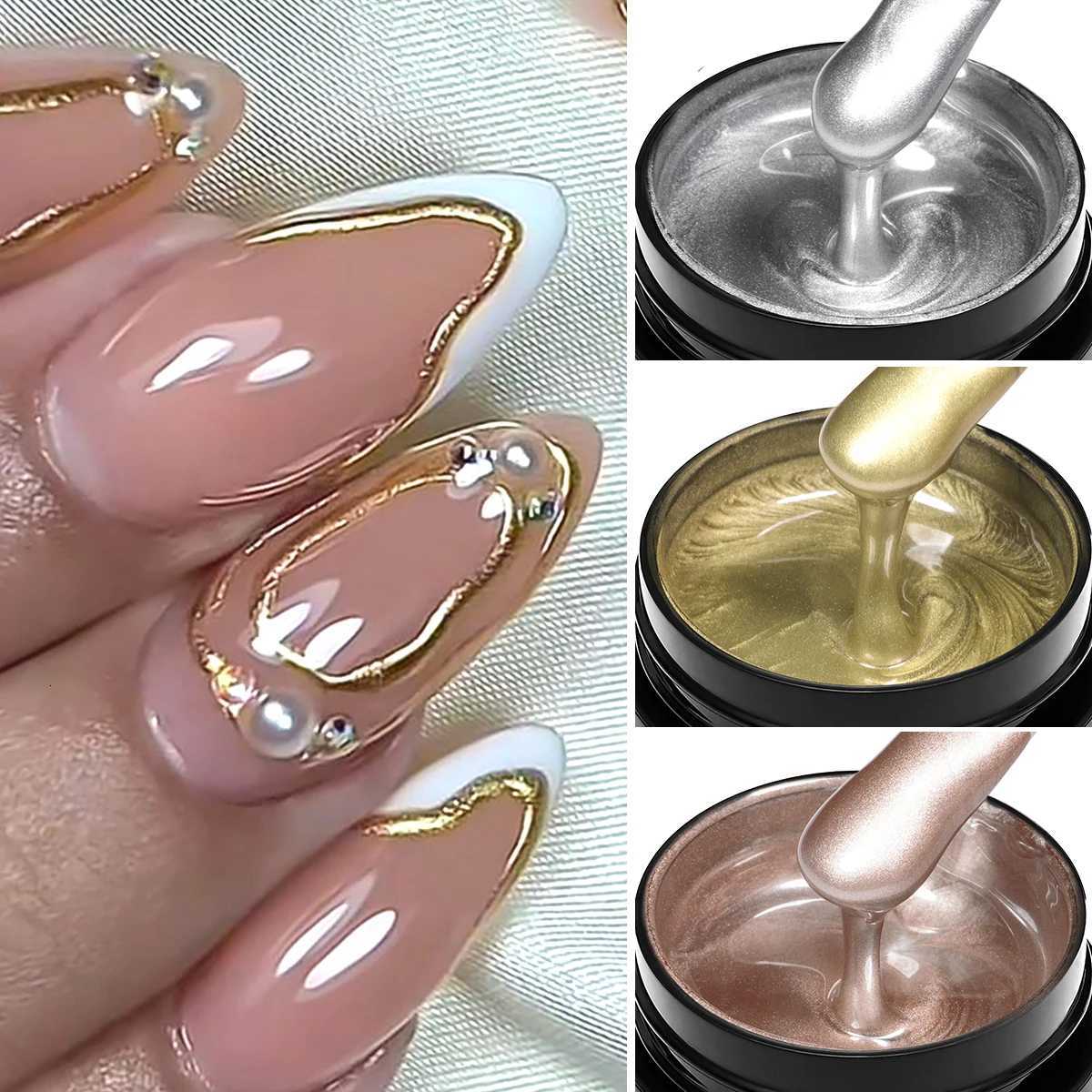 2/3pc Metal Painting Nail Gel Polish Set Gold Silver DIY Nail Art Supplies Varnish Semi Permanent UV/LED Manicure Gel DesignT251127