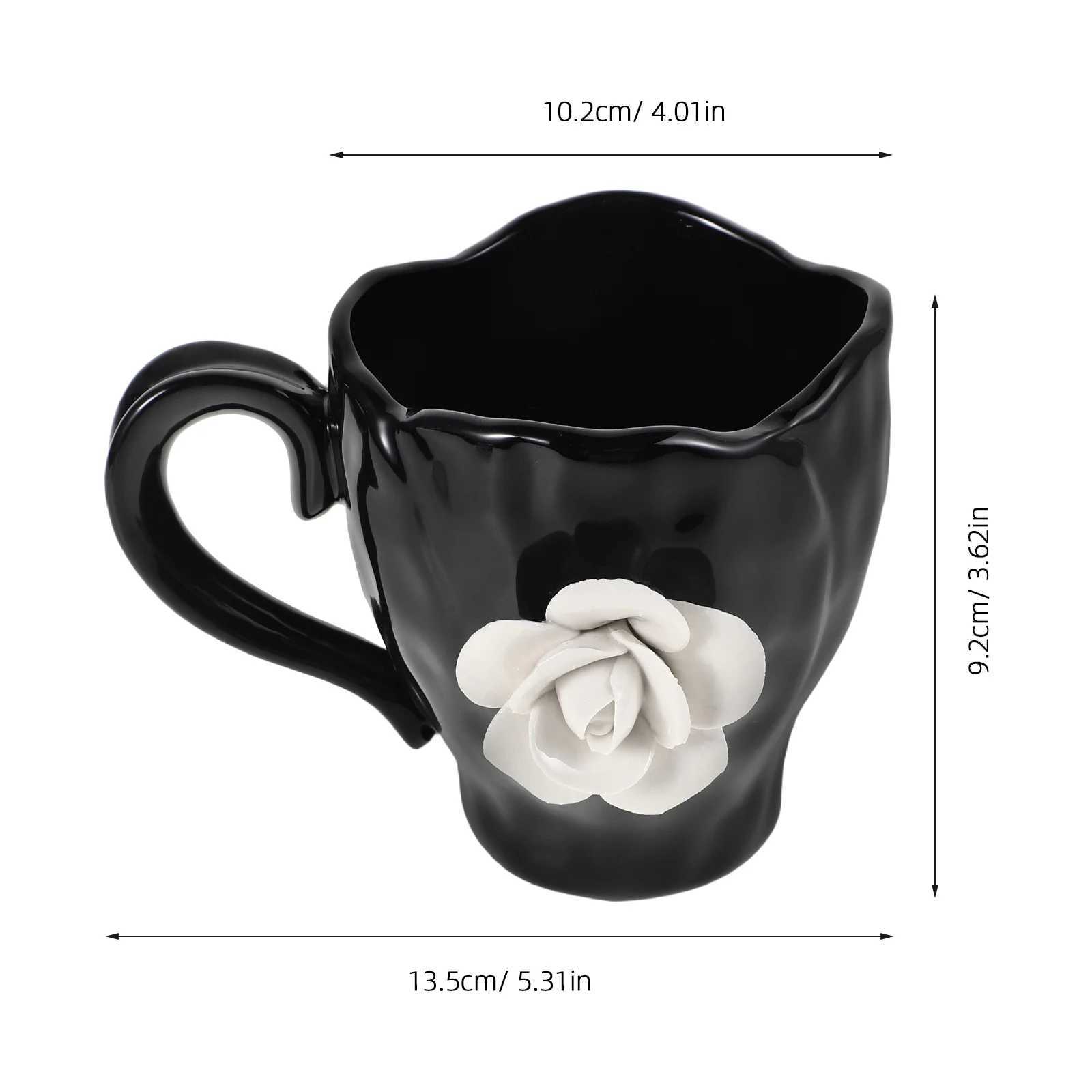 luxery Ceramic Mug with Rose Design Elegant Flower Coffee Cup for Tea Lovers Vintage Style Decorative Drinkware Cute Floral Mug C251127