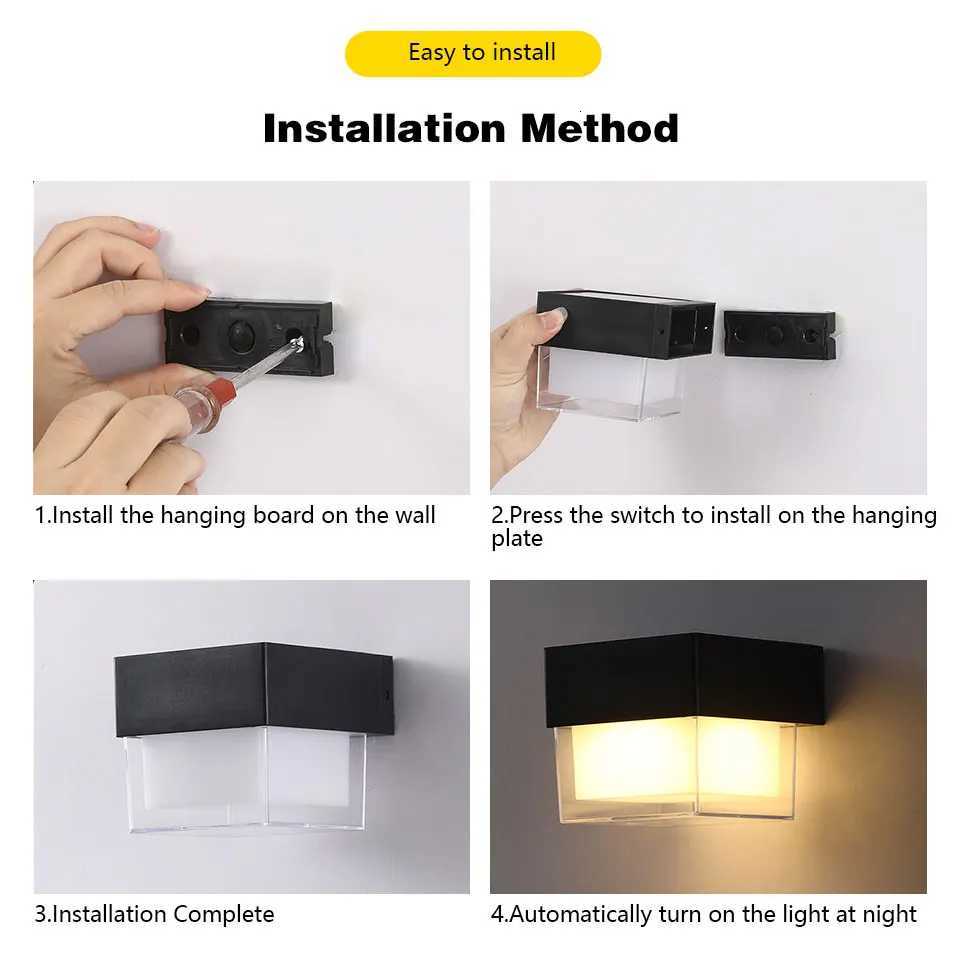 1Pc LED Wall Lights Outdoor Solar Lamp Solar Powered Sunlight Street Light Garden Courtyard Waterproof Wall LightM251127