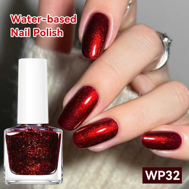 LILYCUTE 7ml Dark Red Nail Polish Water-based Colorful Glitter Sequins Air Dry No Need Cure Nail Art Supplies Gorgeous ColorT251127