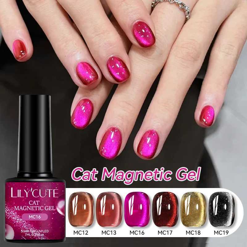 LILYCUTE 7ML Red Glass Bead Cat Magnetic Eye Nail Gel Polish Black Moonlight Crystal Autumn Winter Soak Off UV LED Salon VarnishT251127
