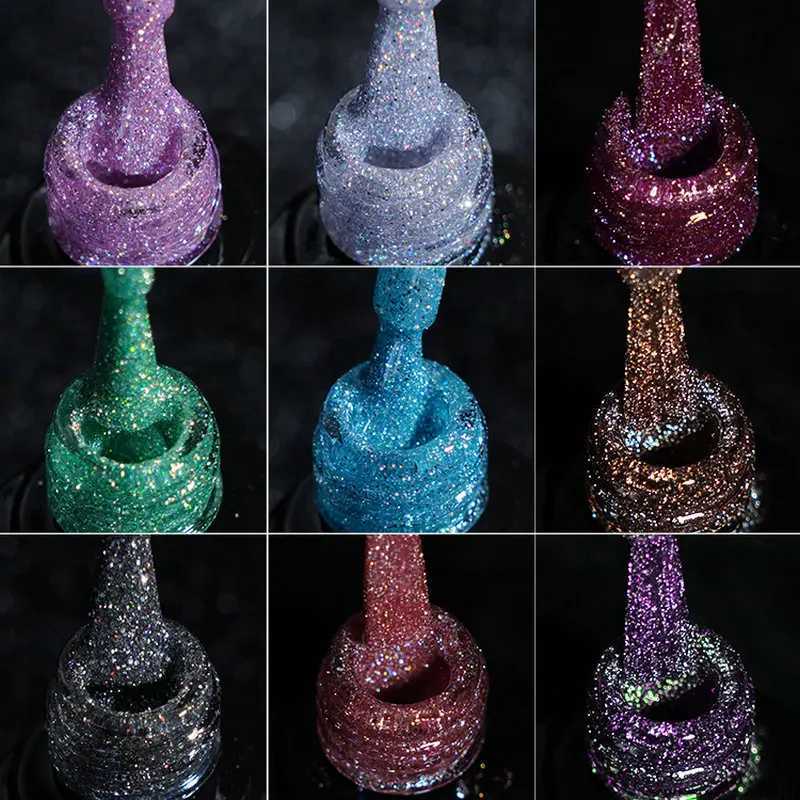 15ml Super Reflective Flash Disco Nail Gel Polish Relective Glitter Semi Permanent Nail Art Varnish For ManicuresT251127