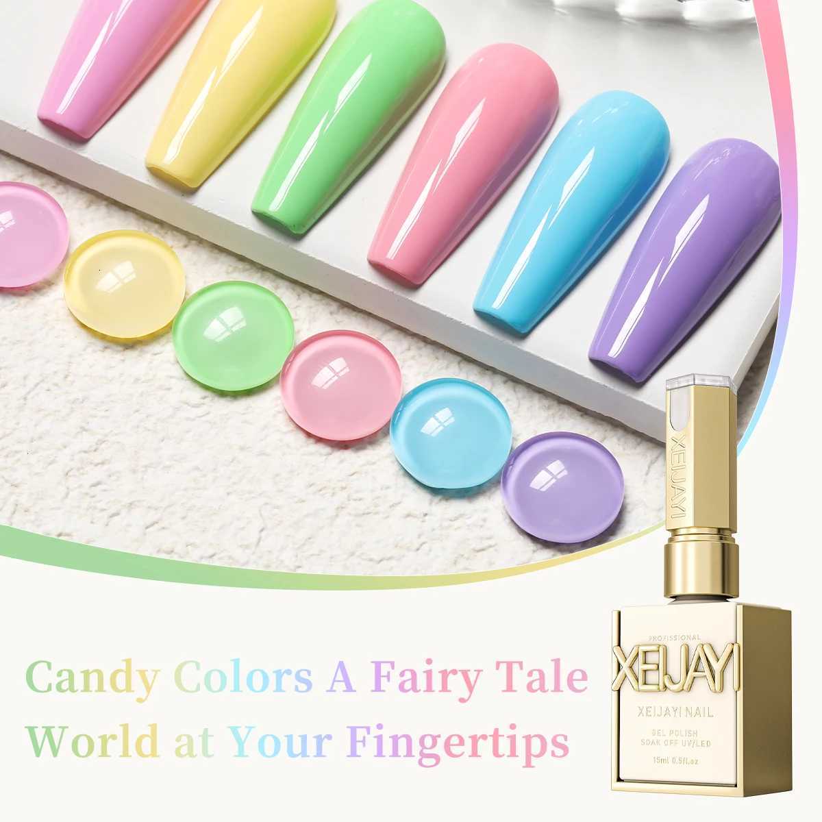 XEJAYI 6pcs Candy Sugar Gel Nail Polish Set UV LED Soaking Nail Gel Semi-Permanent DIY Salon Quality Nail Art Gel For SpringT251127