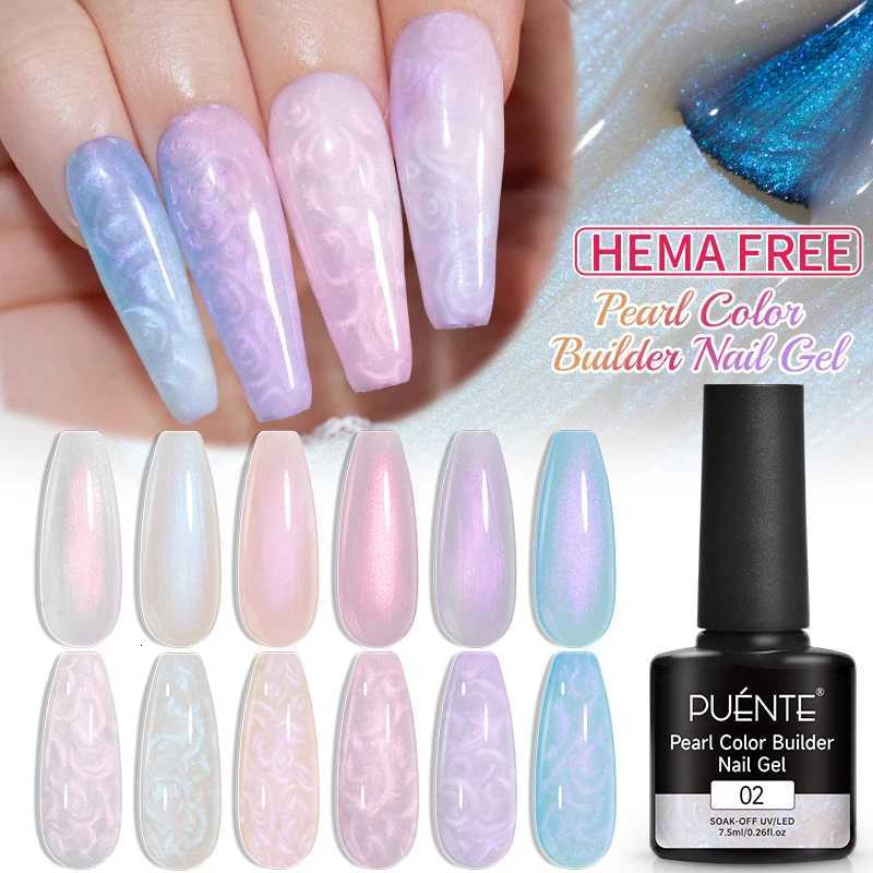 PUENTE Pearl Color Builder Nail Gel Polish Hema Free Shell Thread Glitter Nail Extension Semi-Permanent Construction Gel VarnishT251127