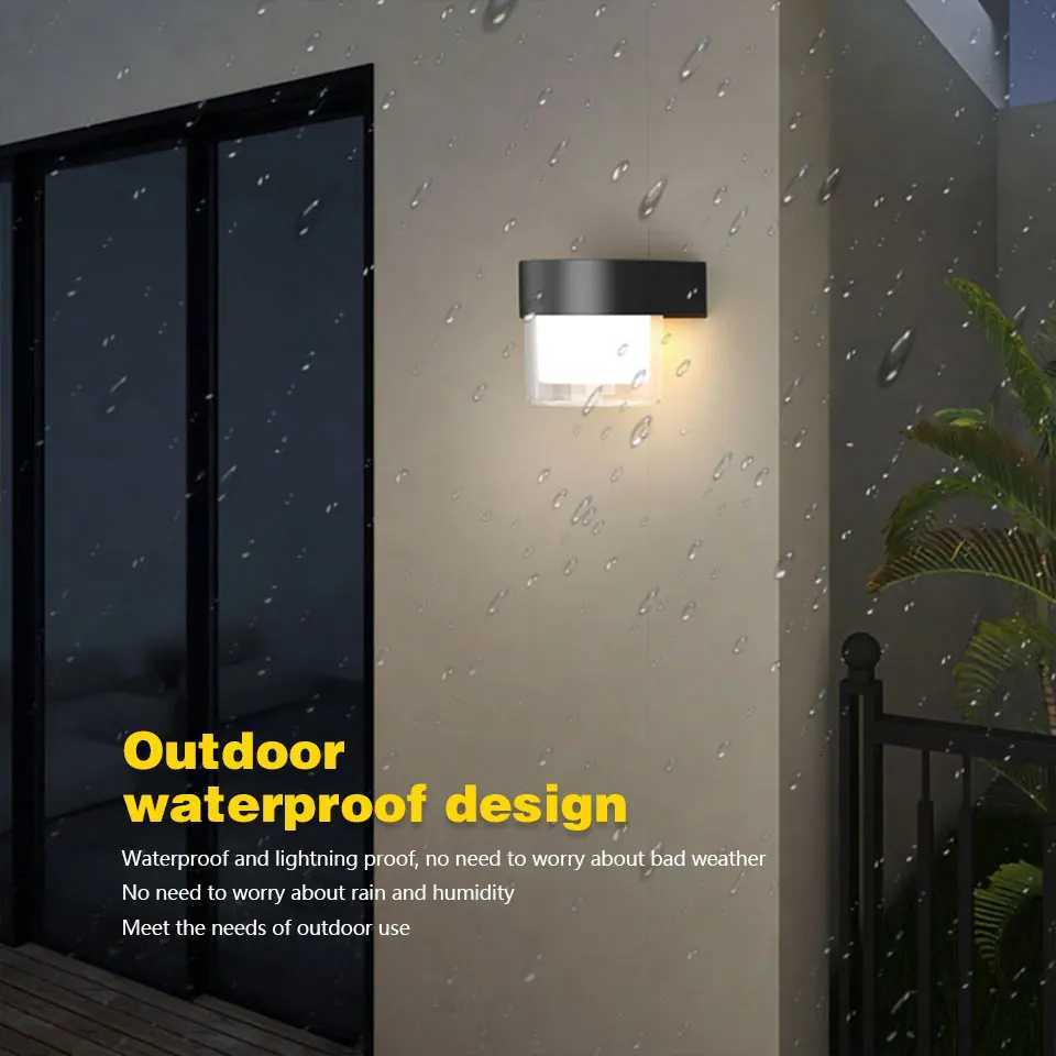 1Pc LED Wall Lights Outdoor Solar Lamp Solar Powered Sunlight Street Light Garden Courtyard Waterproof Wall LightM251127