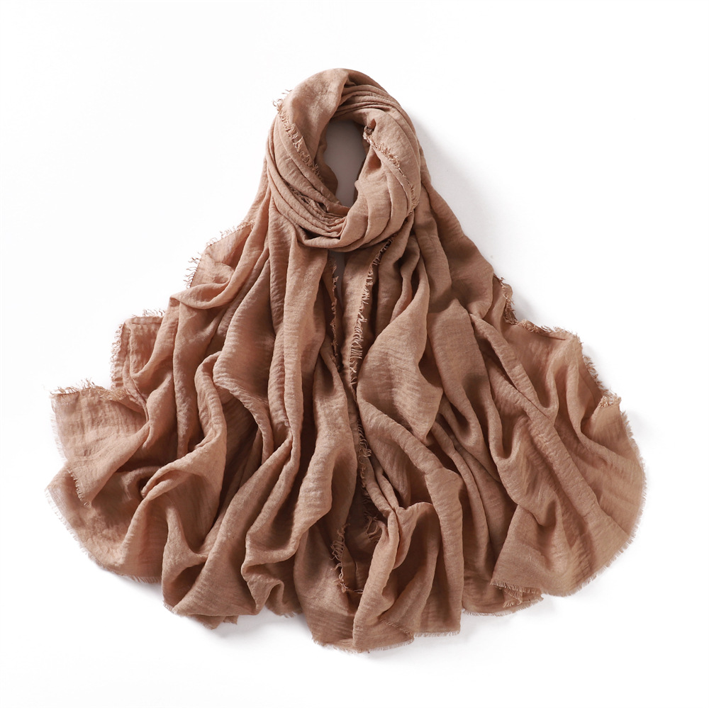 K540 Cross-border high-quality Malaysian Baotou basic solid color cotton long scarf female scarf scarf encrypted Bali yarn