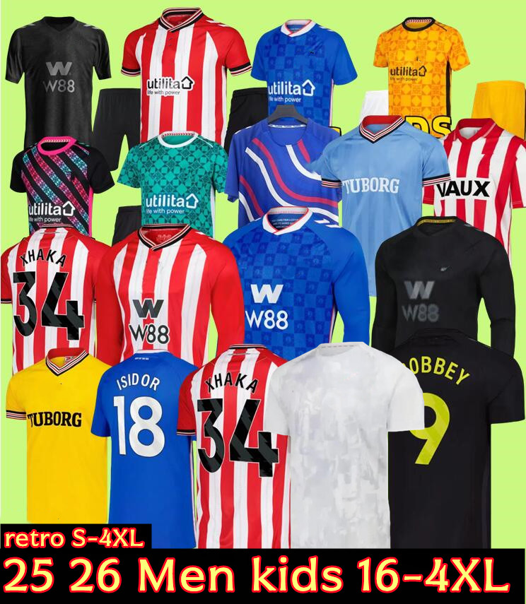 3XL 4XL 25 26SunderlandS Soccer JerseyS Home away third 2025 RED BLACK KIDS s STEWART SIMMS ROBERTS AMAD CLARKE Diarra 19 EMBLETON E NIEN Football Shirt SEWS PROMOTED
