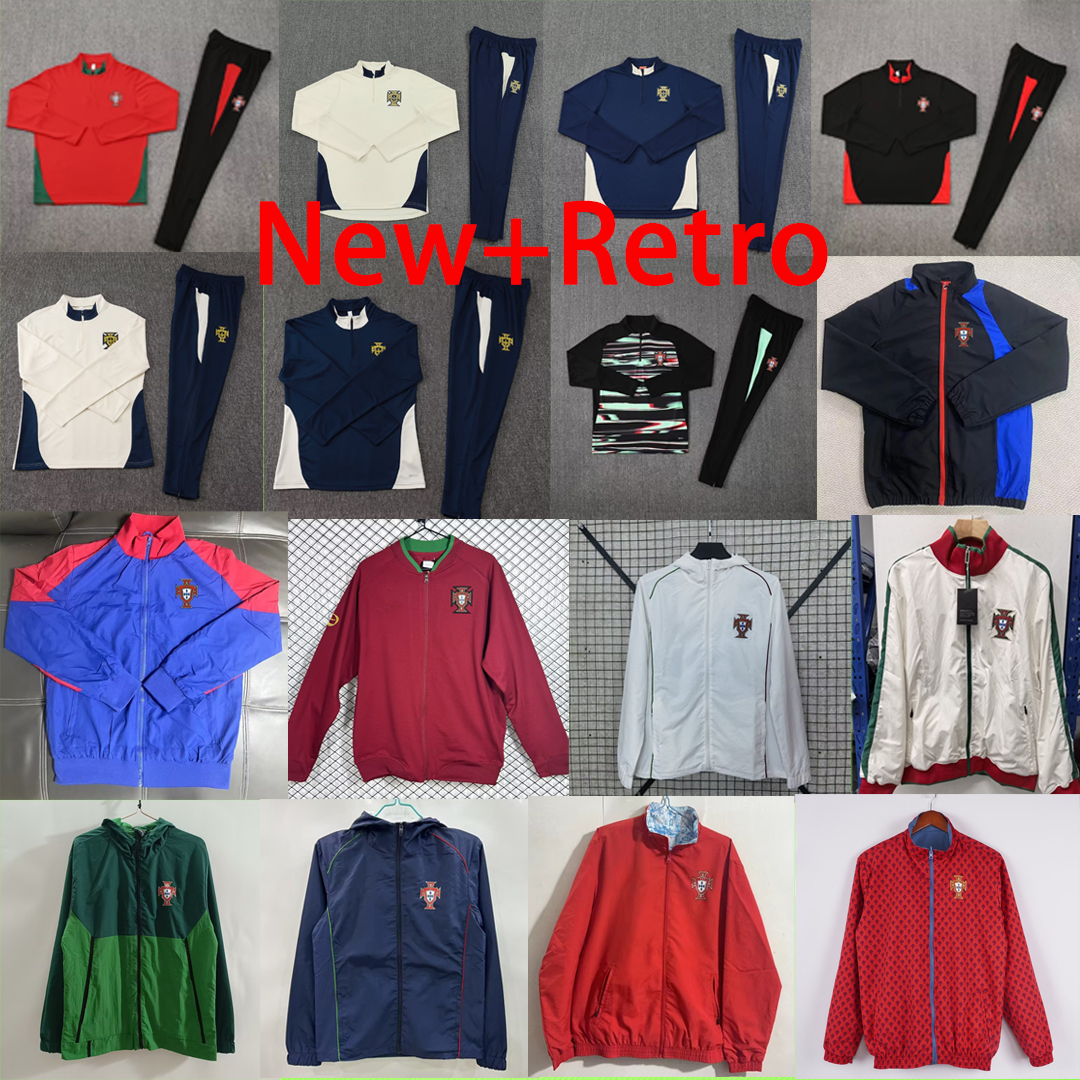 New + Retro Portugal 2026 Training Soccer Jacket Suit windbreaker reversible 1996 1998 2006 2010 2014 FIGO Ronaldo Football Shirt long sleeve zipper wind coat uniform