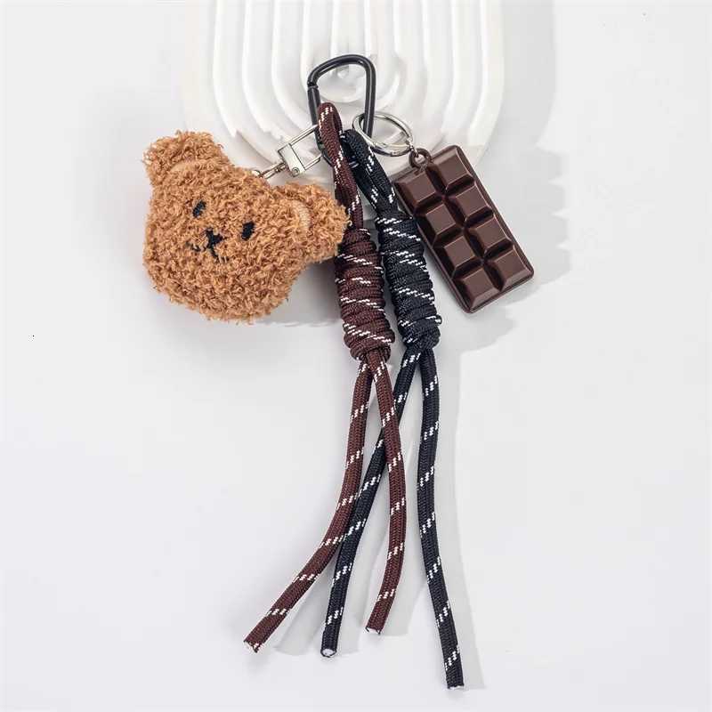 Y2K Braided Rope Bag Pendant High-grade Cute Plush Bear Keychain Pendant Fashion Bag Accessories for Women GirlT251127