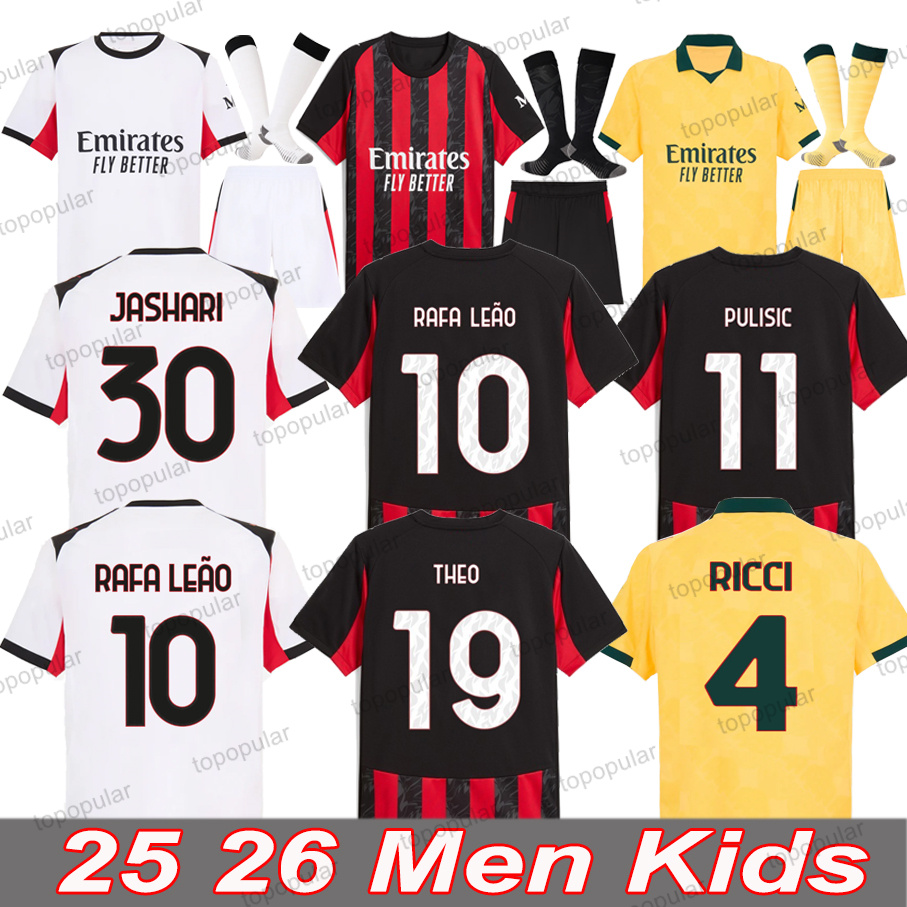 ac Milanly 25 26 GIMENEZ PULISIC RAFA LEAO Anniversary soccer jerseys 25 26 Fourth jersey JOAO GIROUD MORATA football shirt THEO Men Kids Kit uniforms