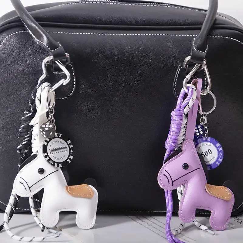 1 Piece Leather Pony Keychain Braided Rope Backpack Pendant For Phone Bag Hanging Accessories DIY DecorationT251127