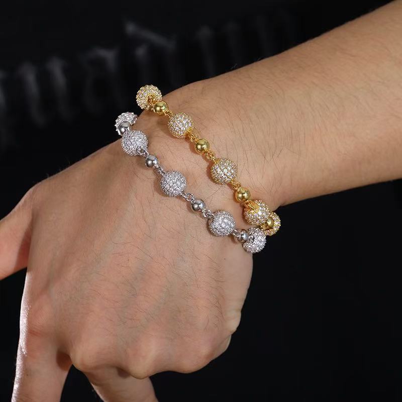 Trendy Fine Jewelry 10mm Round Ball Design Pass Diamond Tester 925Silver Vvs Moissanite Diamond Iced Out Ball Chain Necklace