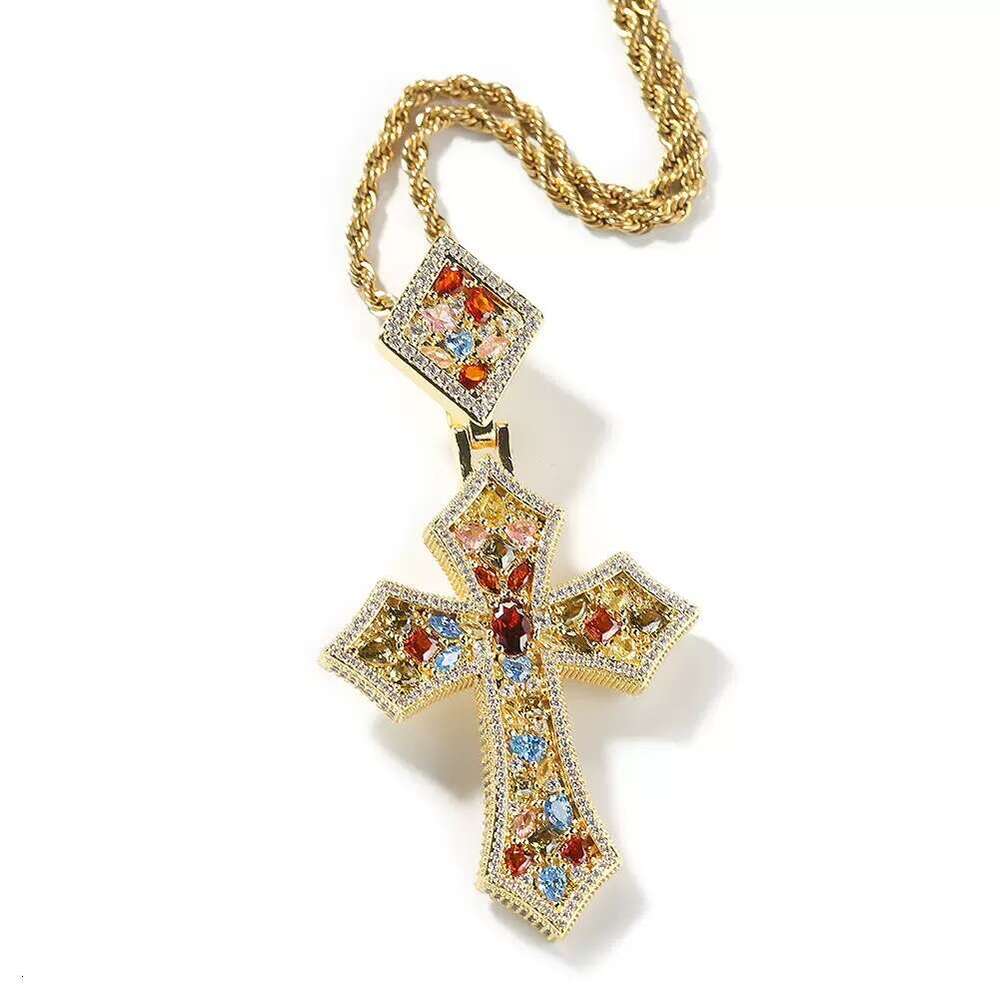 Fashion Jewelry gold-plated 925 Silver Mosaic Cross Pendant Custom Ice Out Hip Hop Diamond Charm pendant