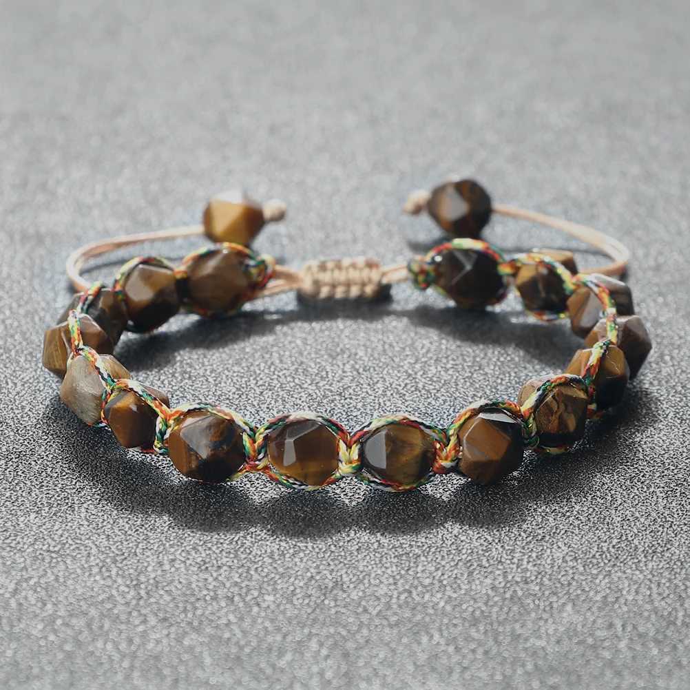 Handmade Bohemian Womens 8mm Cut Surface Natural Tiger Eye Stone Jasper Amethyst Beadss Men Yoga Jewelry Gifts C251105