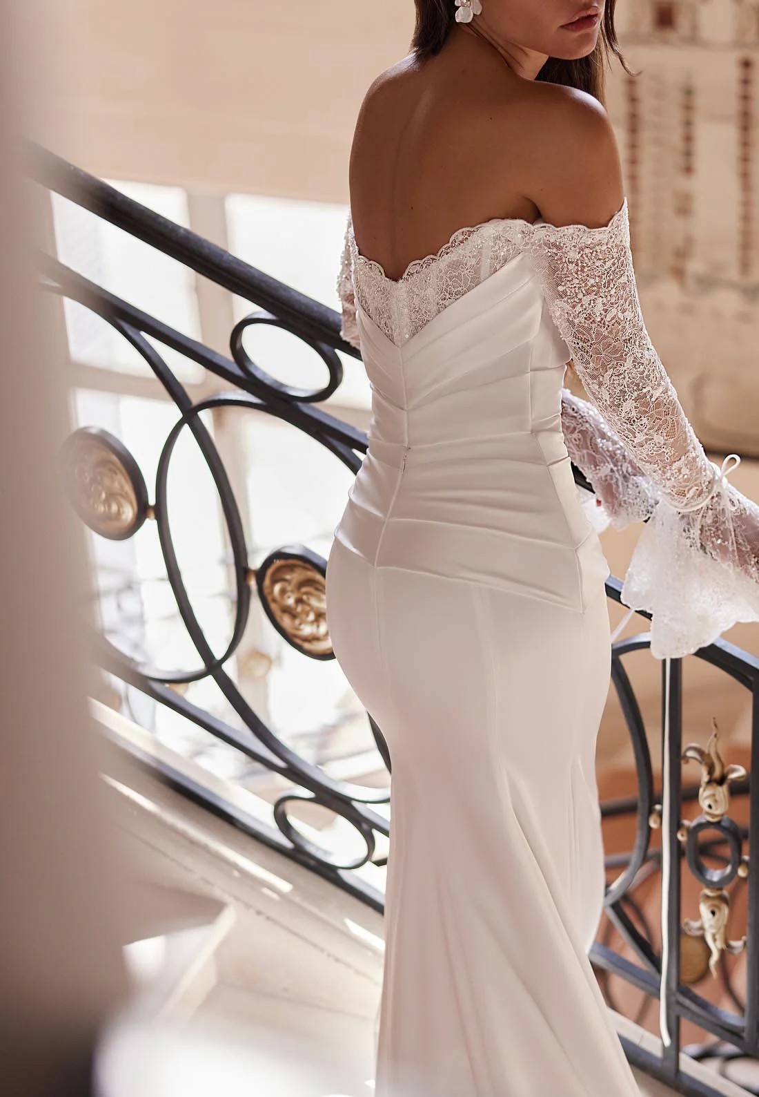 Exquisite Princess Lace Wedding Dresses Off The Shoulder Long Sleeves Bridal Gowns Vestidos De Novia Customized