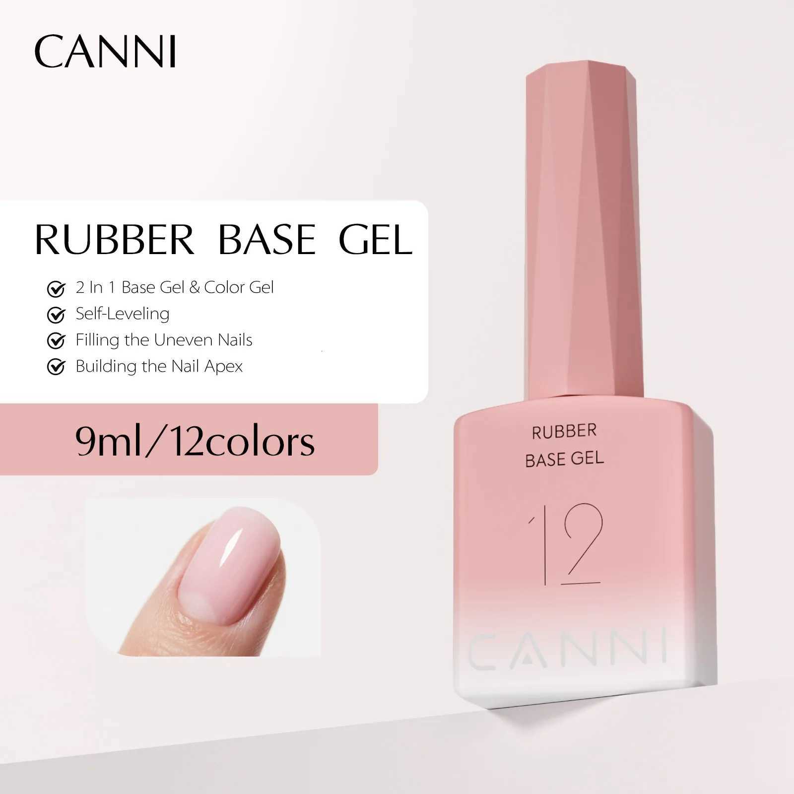CANNI Rubber Base Gel 9ml 12 Colors TPO/HEMA FREE Soft Builder Base Soak Off UV LED Nail Gel Strengthening for Natural ManicureT251127