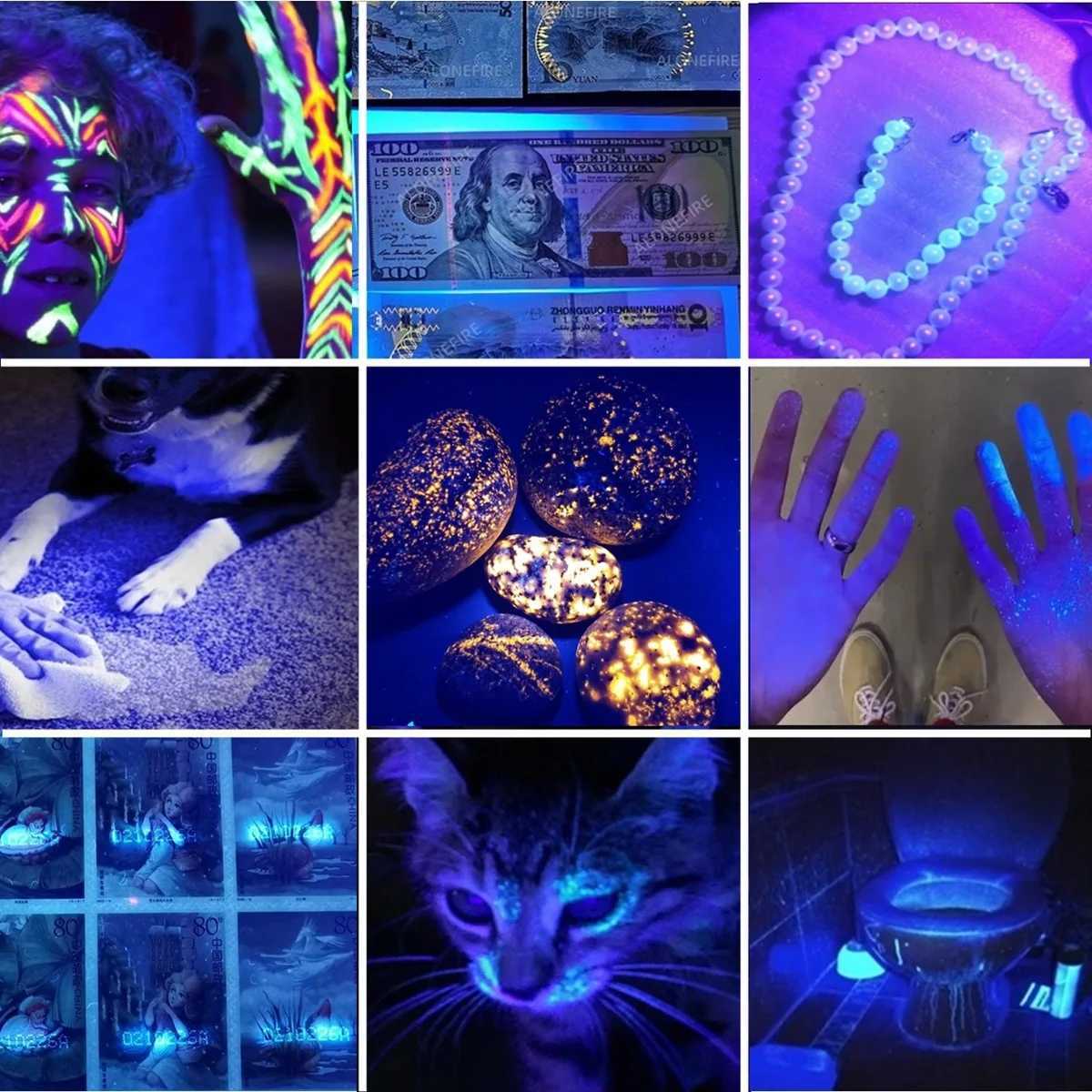 10W 365nm UV Flashlight USB Rechargeable Ultraviolet Black light Torch Pets Urine Cat tinea Money Ore Scorpion Detection LampW251127