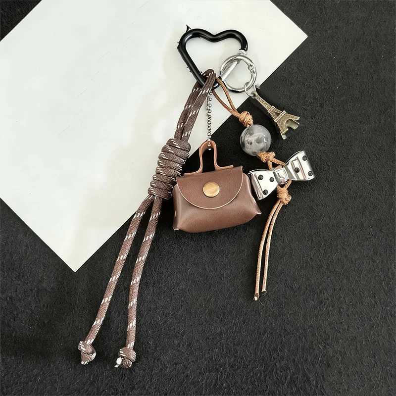 Leather Rope Luxury Bag Key Chain Coin Purse Exquisite Luxury Bag Lucky Pendant Cute Phone Decor Car Key Ring Bag HangingT251127