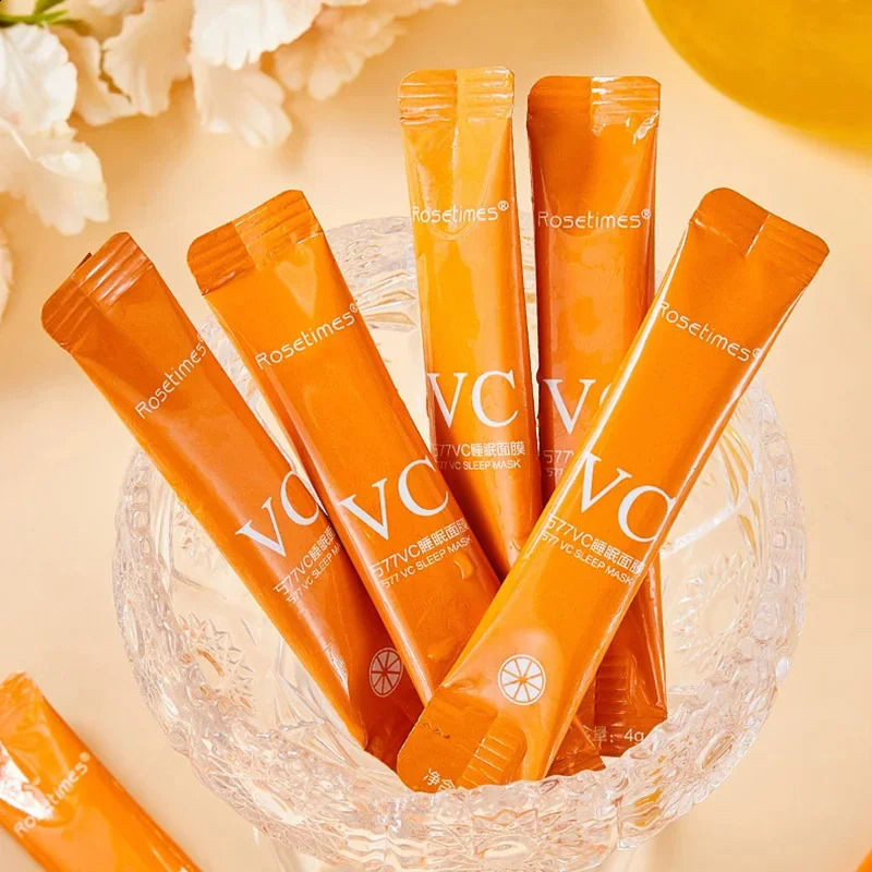 60pcs Vitamin C Sleeping Masks Beauty Face Skin Rejuvenation Disposable No-wash Facial Mask for Face Care 250418