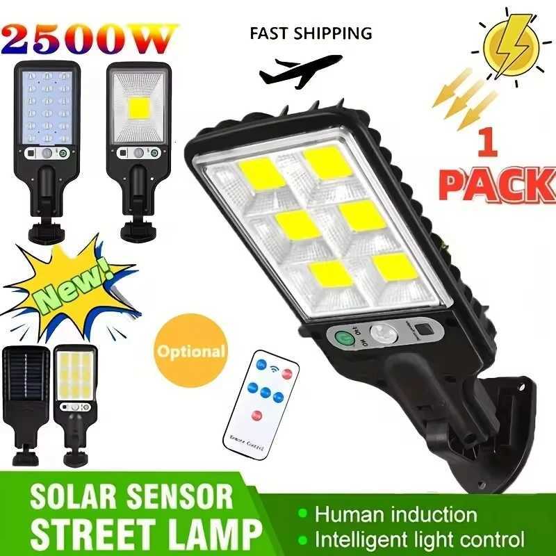4/6/8PCS 108 COB Sensor Street 3 Light Modes Outdoor Waterproof Security Solar Lamps for Garden Patio Path Remote Control LightM251127