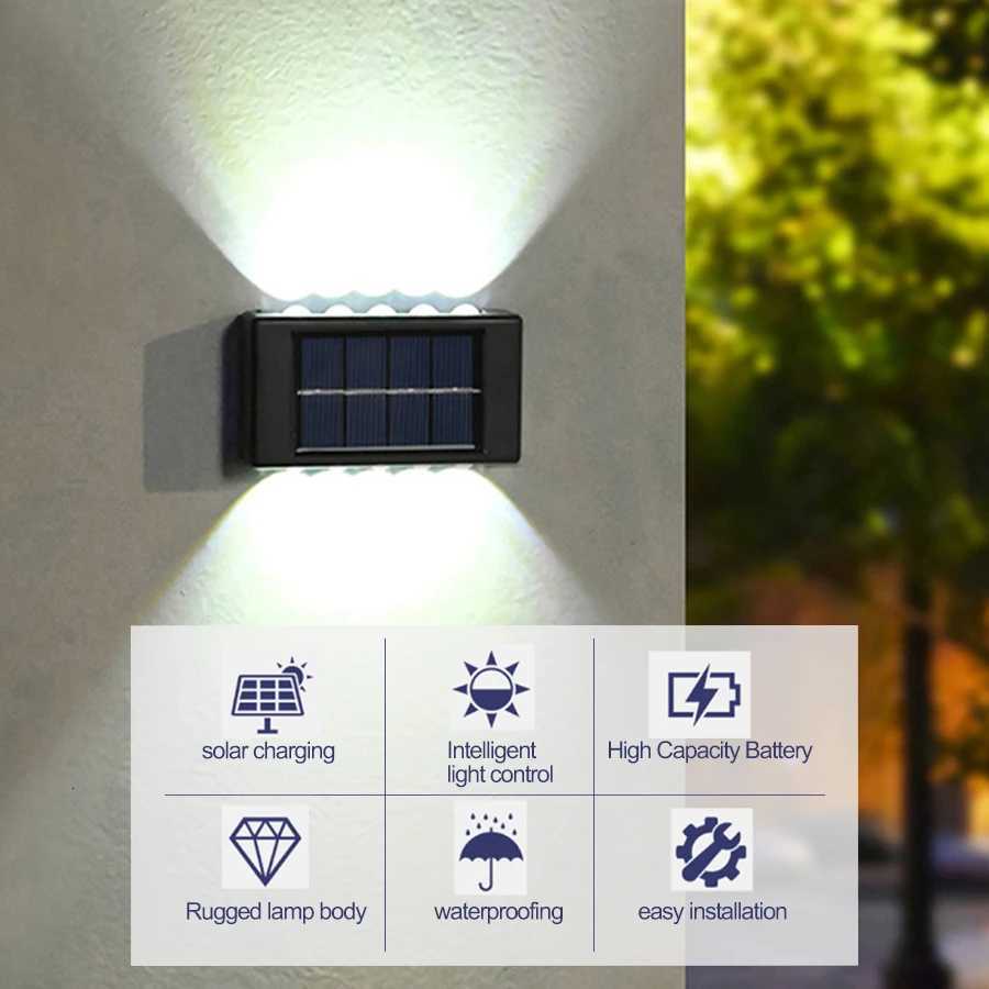 Solar Up And Down Double-headed High Brightness Wall Lights Garden Lights Door Sign Wall Lights Outdoor Waterproof Wall WasherM251127
