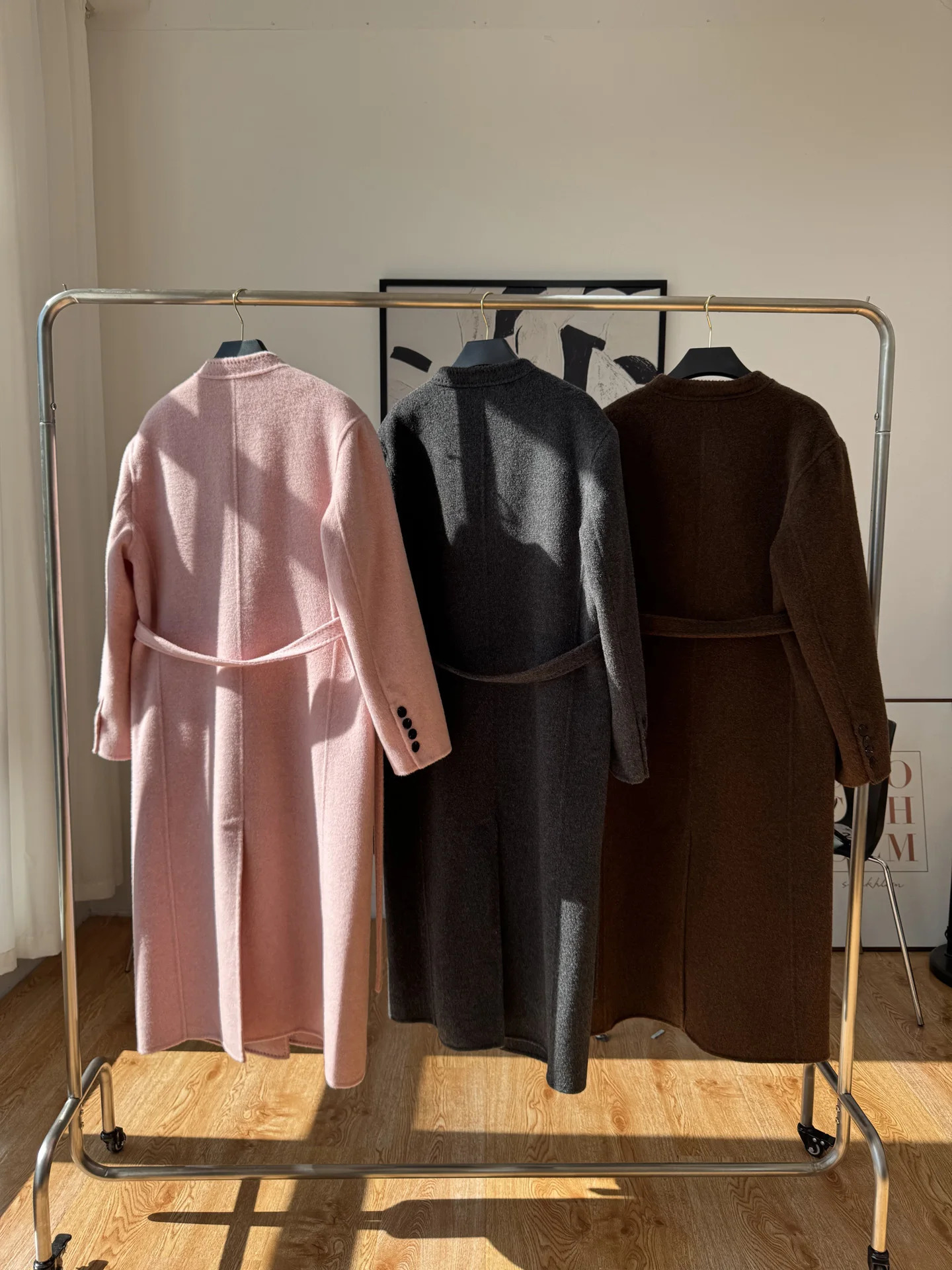 Office Lady Pink LaceUp Cashmere Woolen Jackets Autumn And Winter VNeck Adjustable Loose Womens Long Wool Coats 251126 - view 7
