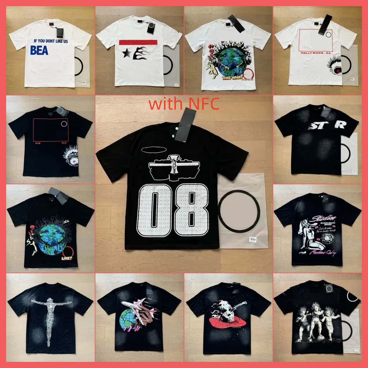 High quality designer graphic shirt Mens short sleeve designer with NFC scan new womens wash street loose round neck casuas High Streets Trendl mens shirt 87d