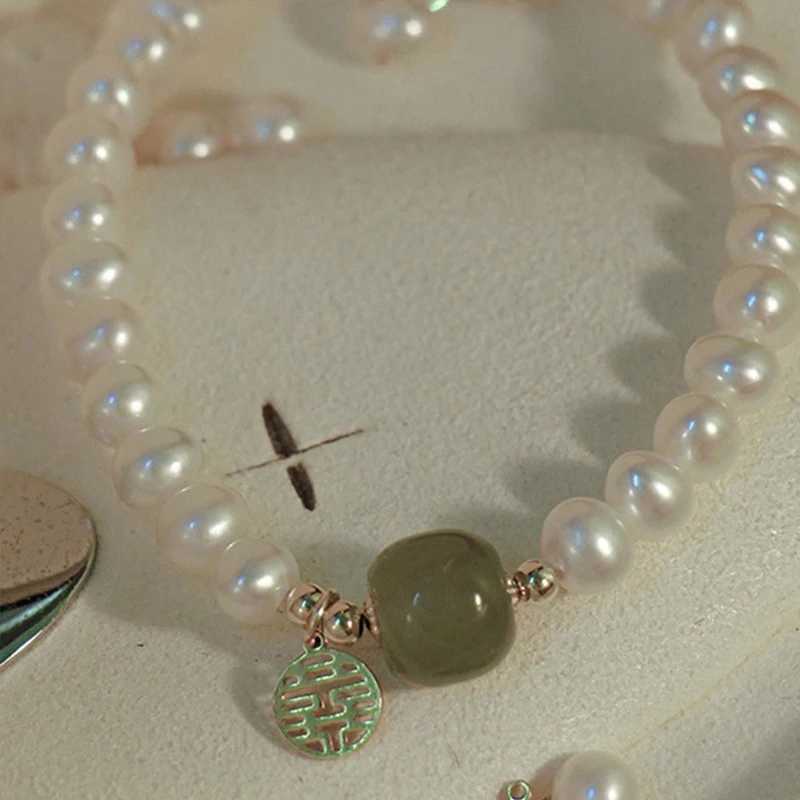 Natural Hetian Jade Blessing White Beaded HandString For Women Female Fresh Light Luxury Bangles Jewelry Birthday Gift C251105