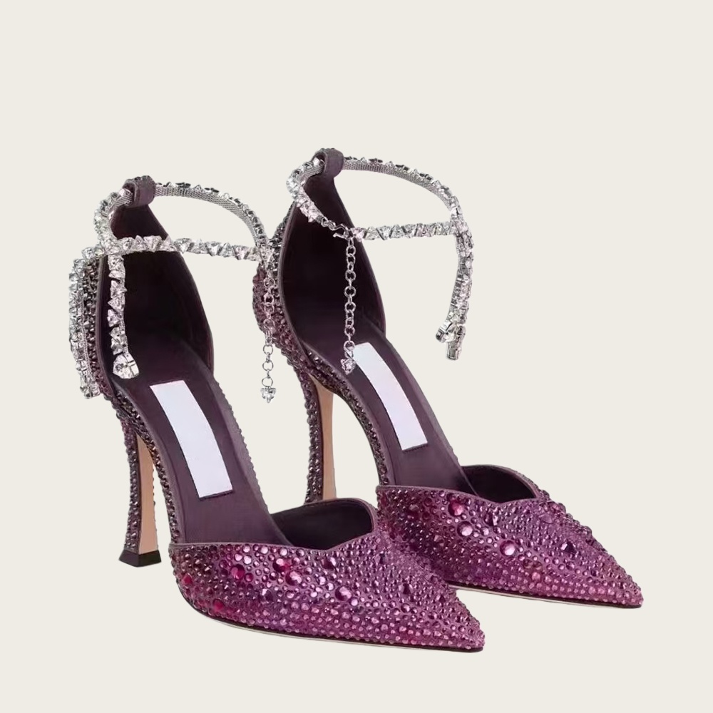 Luxury rhinestone high-heeled sandals gladiator pumps Women's 85mm Stiletto Heel pointed toe dress Shoes Fashion Designer Party Evening Shoes size 34-42 with box