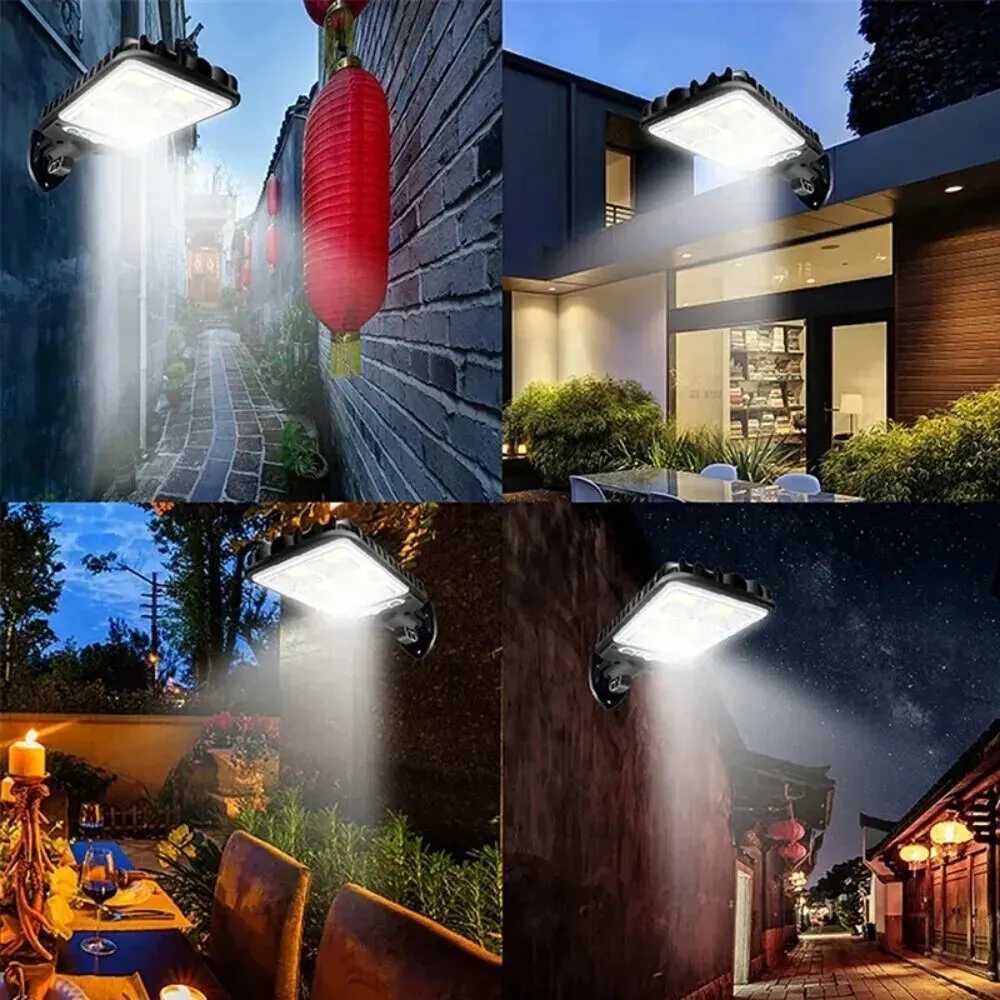 Powerful LED Solar Outdoor Led Courtyard Wall Lamp 3 Modes Human Body Induction Garden Terrace Garage Door Street LightingM251127