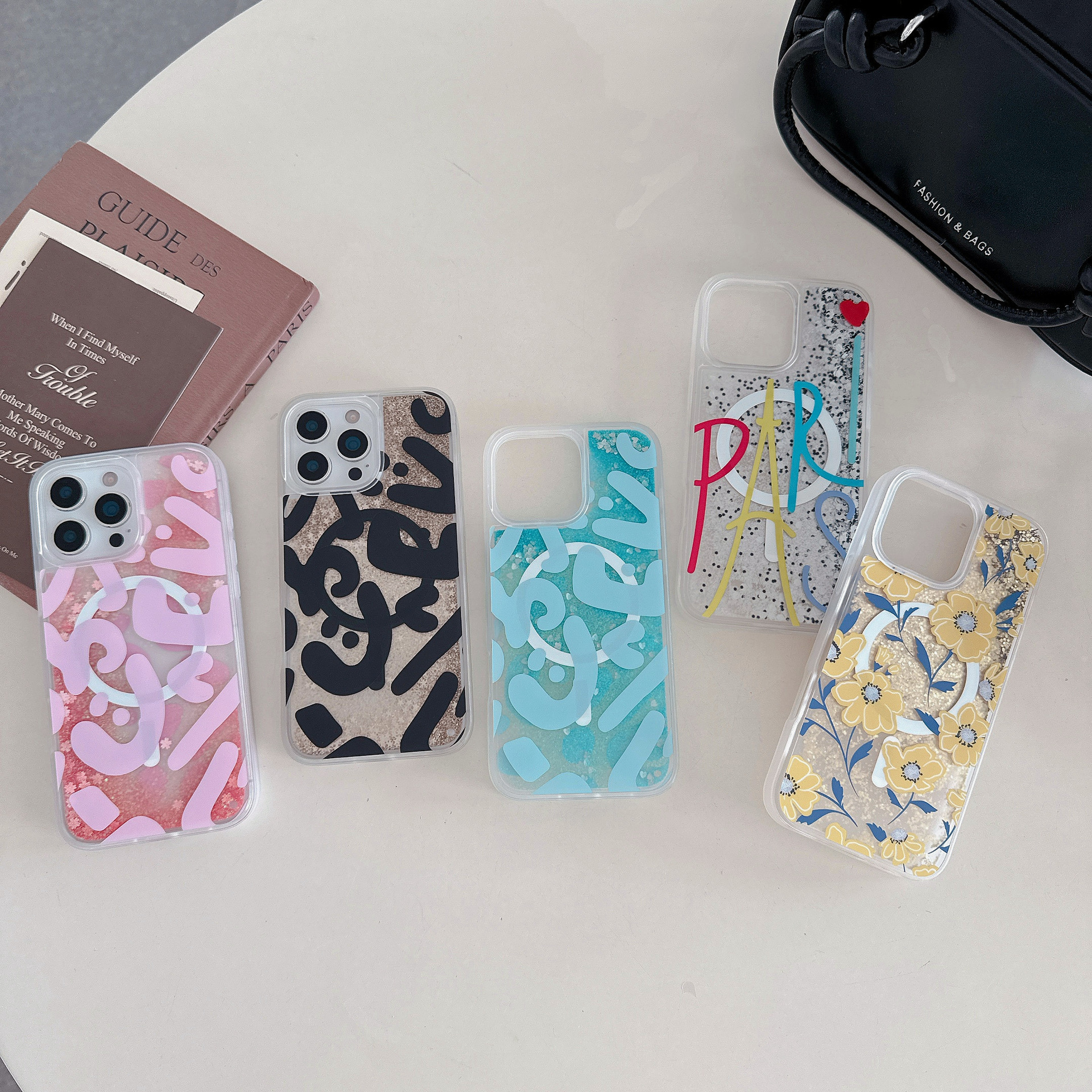Flower Liquid Quicksand Phone Case for iPhone 17 Pro Max Full Coverage Magnetic Pattern Designer New