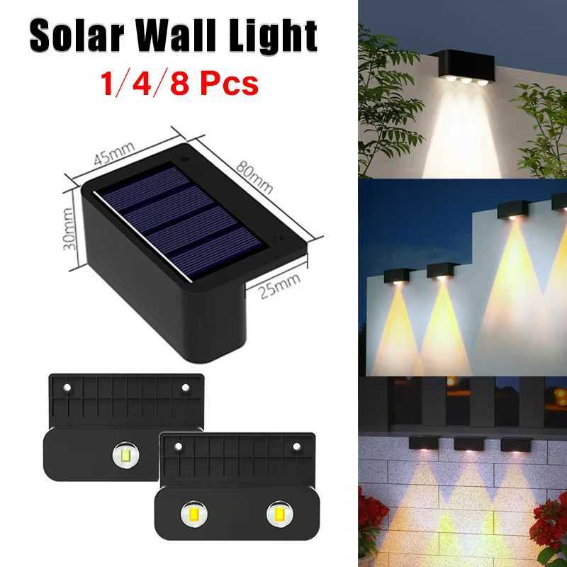 1-8 Pcs LED Solar Lights Outdoor IP65 Waterproof Porch Light Stair Wall Decorative Lamp for House Yard Fence Pool Garden DecorM251127