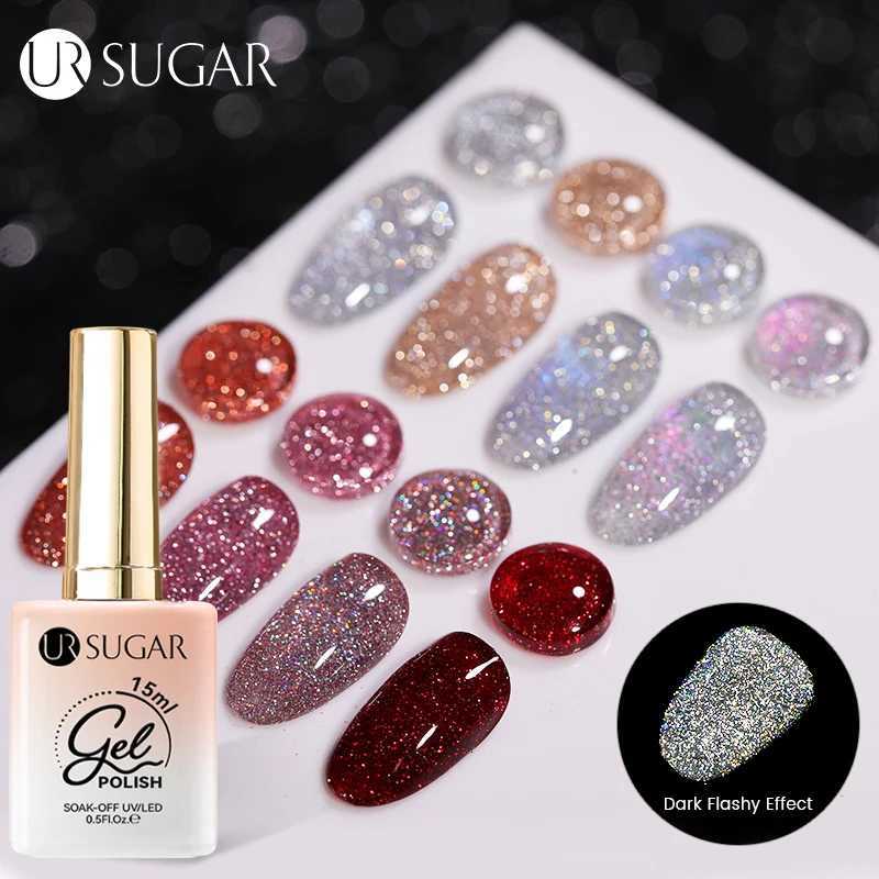 UR SUGAR 15ml Champagne Gold Reflective Glitter Gel Nail Polish Shining Effect Semi Permanent Soak Off UV Gel Nail Art ManicureT251127
