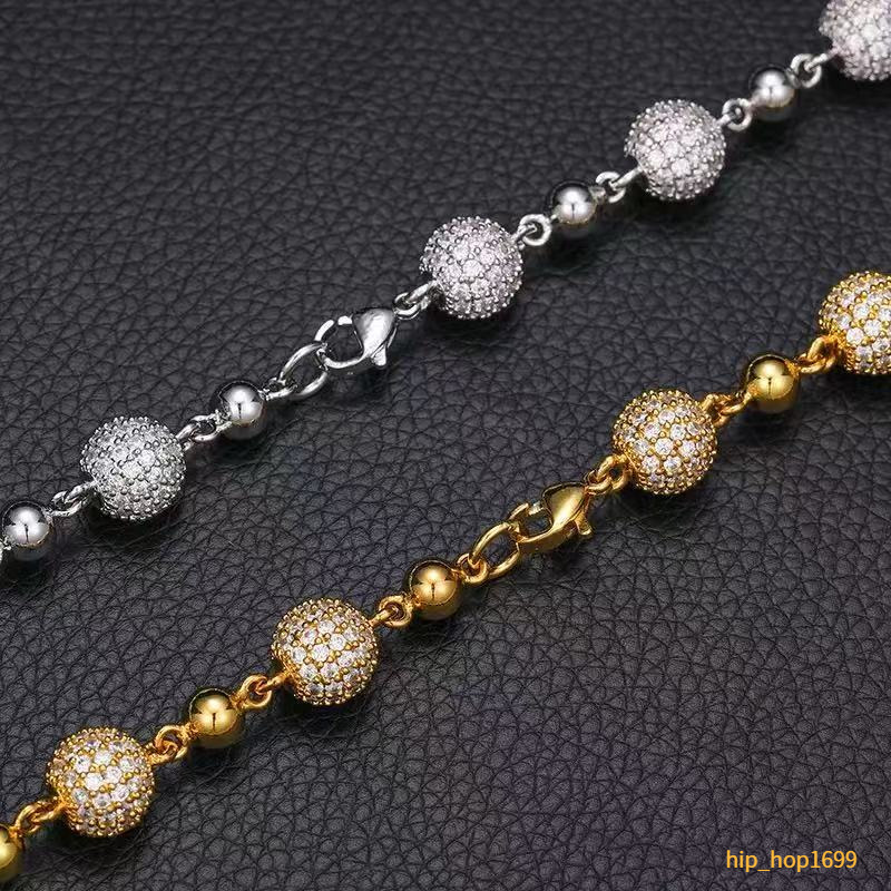 Trendy Fine Jewelry 10mm Round Ball Design Pass Diamond Tester 925Silver Vvs Moissanite Diamond Iced Out Ball Chain Necklace