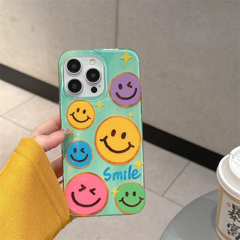 Colorful Smiley Face Phone Case Compatible with iPhone 16/15 Pro Max Designer New Ins Style Niche Protective Case