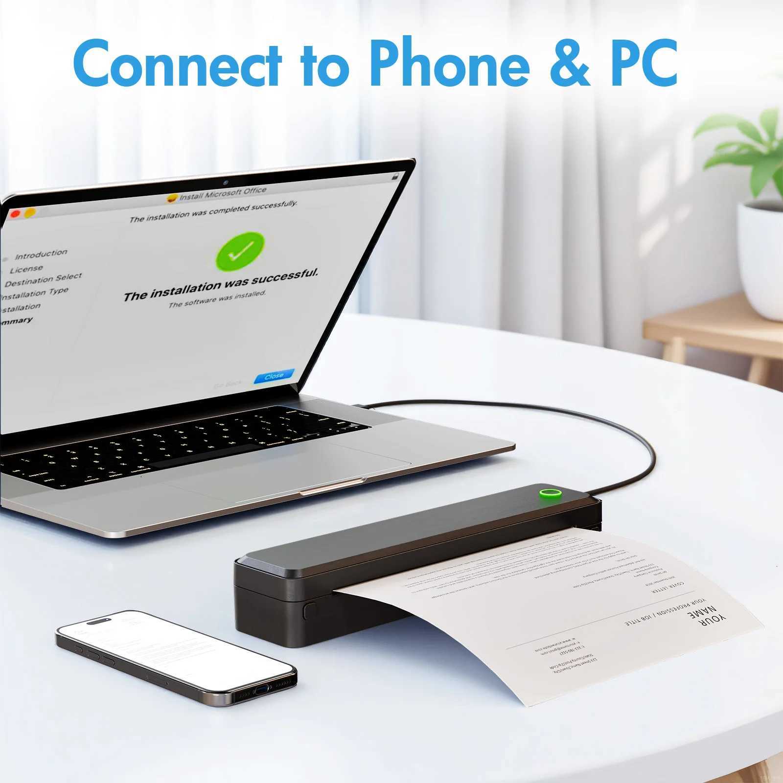 Portable Printers Wireless Inkless Thermal A4 Label Maker US Letter/A4/A5/B5 Android iOS Phone Laptop For Travel Off School H251127