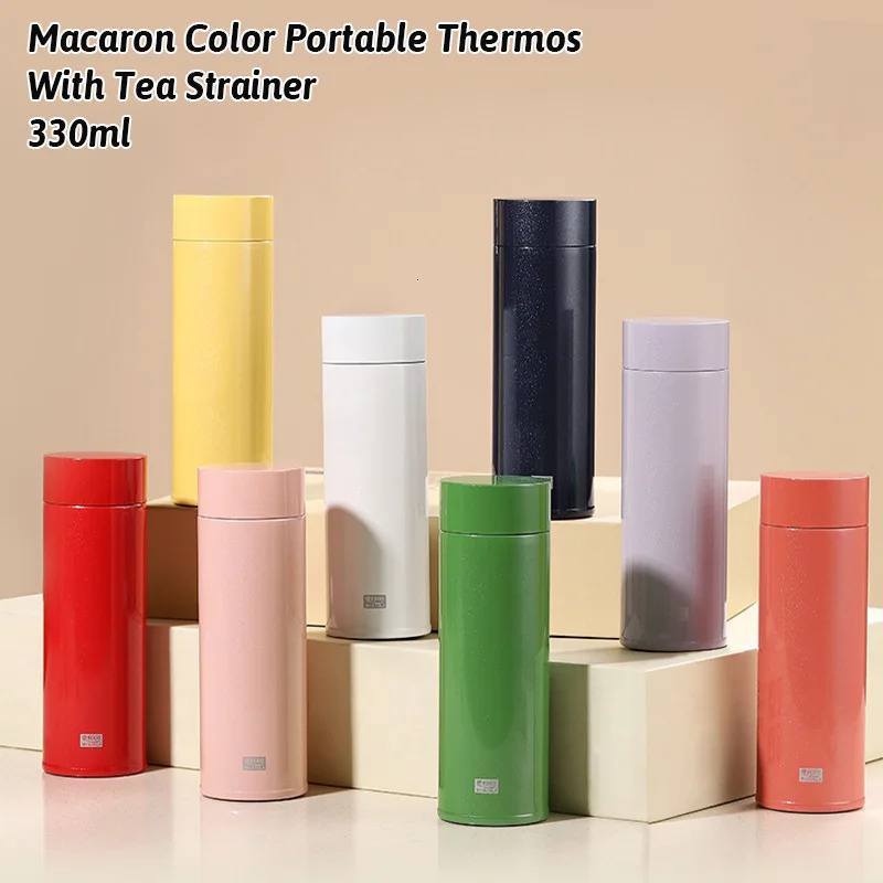330ML Thermos Water Bottle With Tea Strainer Stainless Steel Car Sports Cup Keeps Cold and Heat Thermal Travel Mug 251114 W260226