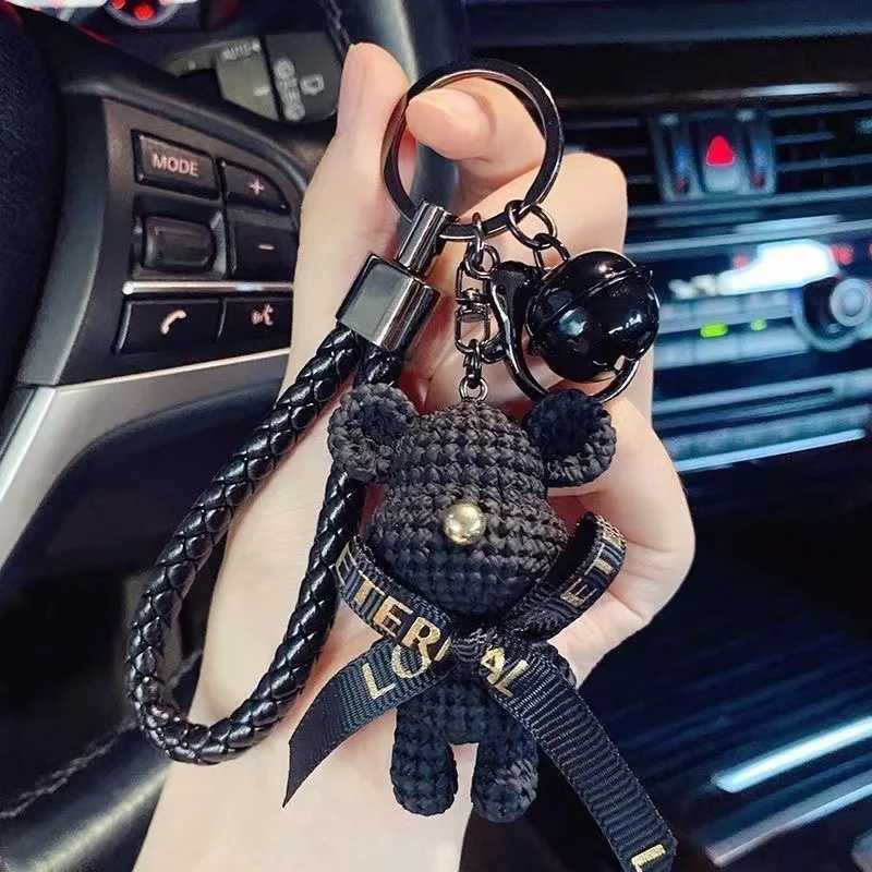 Trendy brand wool bear keychain three-dimensional doll backpack pendant female cartoon bear car key chain pendantT251127