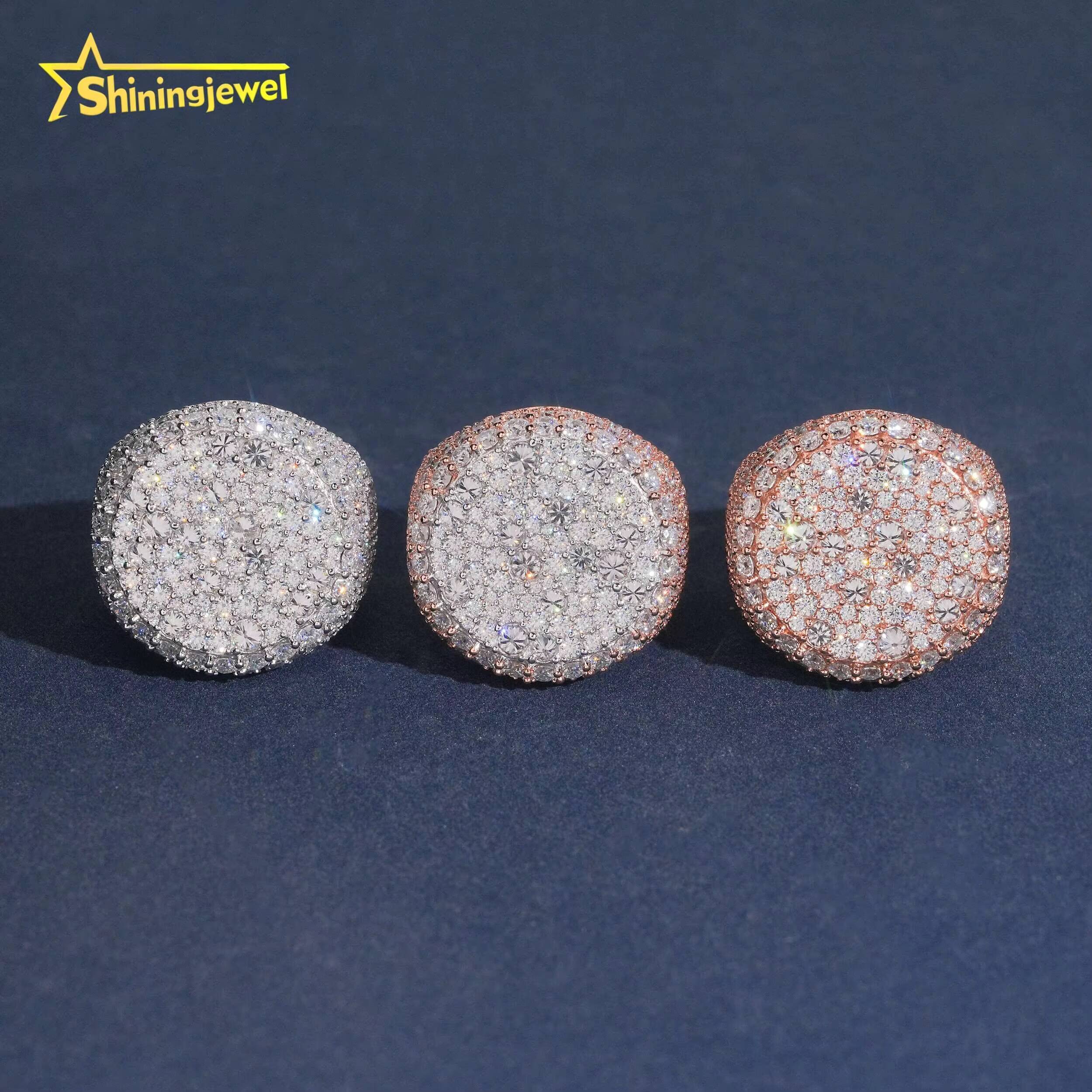 New Arrival Reverse Setting Moissanite Diamond Hip Hop Ring Iced Out Ring 925 Silver Moissanite Ring for Men