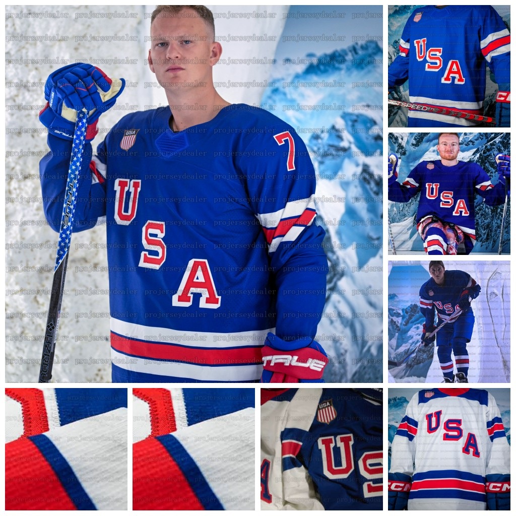 Team USA 2026 Winter Olympices Hockey Jersey J.T. Miller Matthew Tkachuk Jason Robertson Larkins Tage Thompson Cole Caufield Jack Eichel Clayton Keller Men