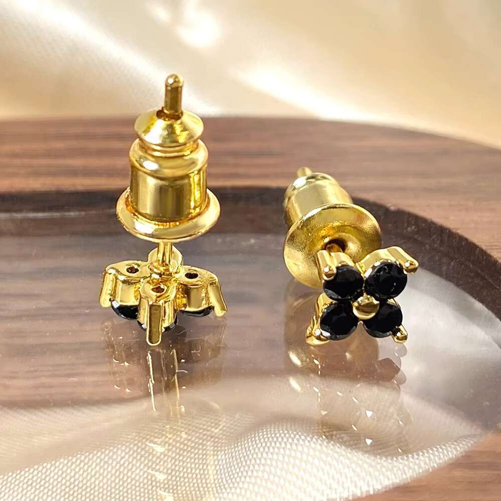DHCollections Girl Fine Jewelry Sweet Factory Custom Multi Color Stone Black Gold Plated Sterling Sier Mini Stud Earrings for Kids