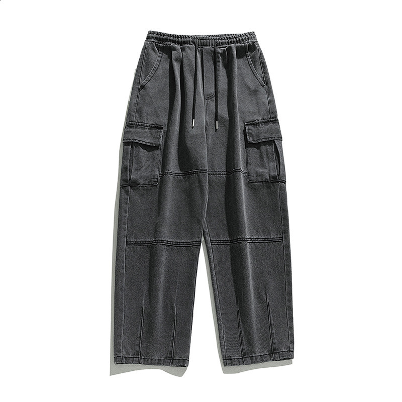 Y2K bagged cherry blossom print pattern jeans Harajuku retro hip-hop streetwear mens Gothic casual wide leg pants 240927 - view 7